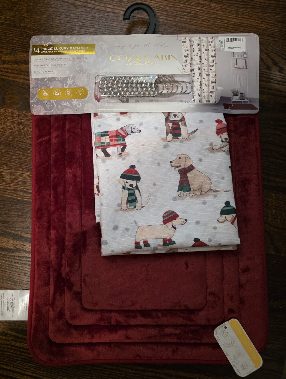 Cozy Cabin 14-Piece Holiday Dog Print Bath Set